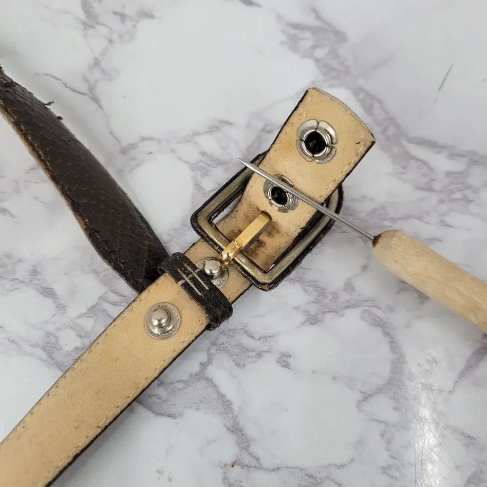 Serpi Vintage Brown Snakeskin Belt Slender Slim Sleek